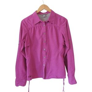 Outdoor Research Pink Button Down Shirt Small UPF 50+ Hiking Long Sleeves